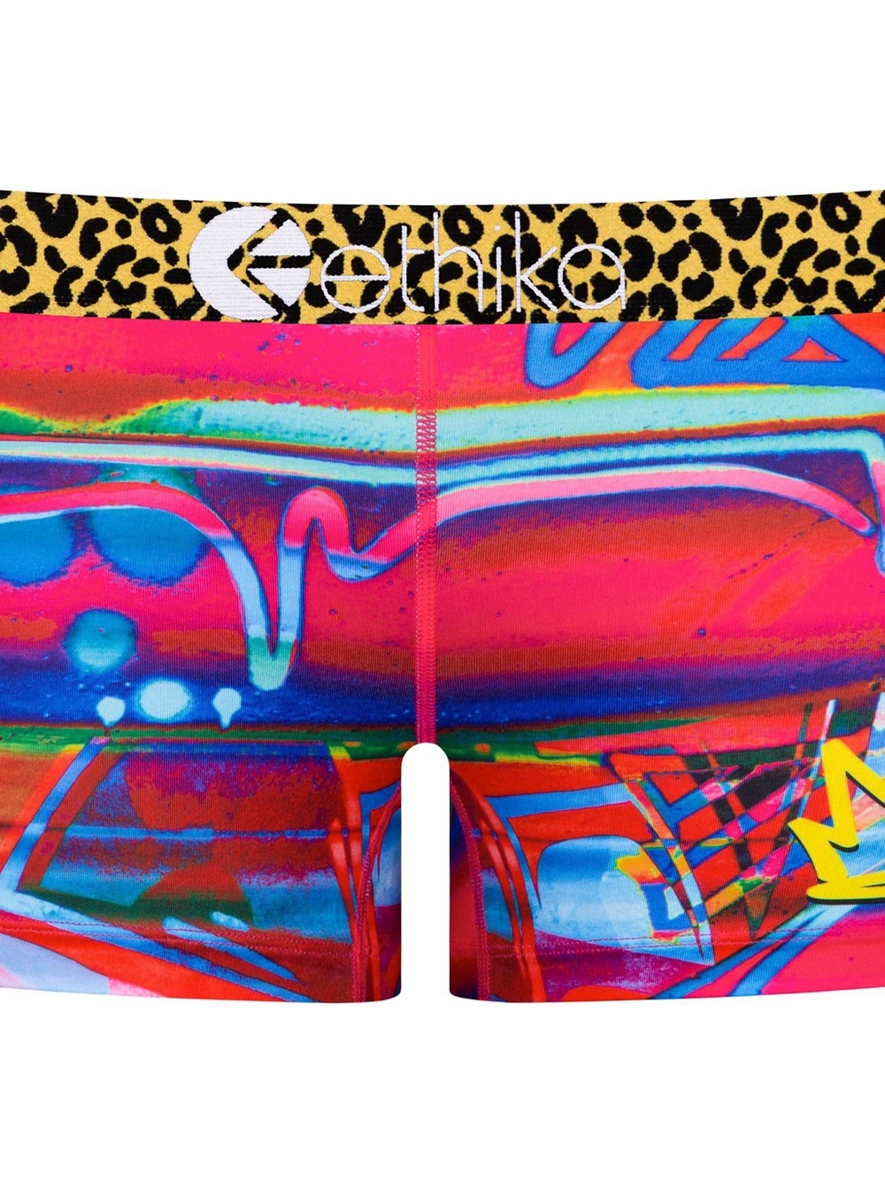 ethika "Graffika" Multicolor Neon Graffiti Low-Rise Boy-Short Womens Size L